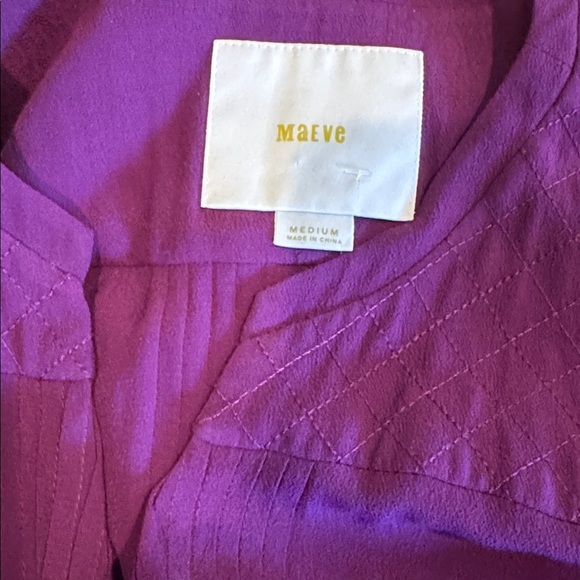 Maeve (Anthropologie) Galina plum tuxedo pleat (front & back) drop waist midi. M - Picture 8 of 10